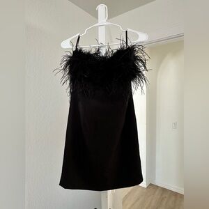 Bardot black mini feather dress